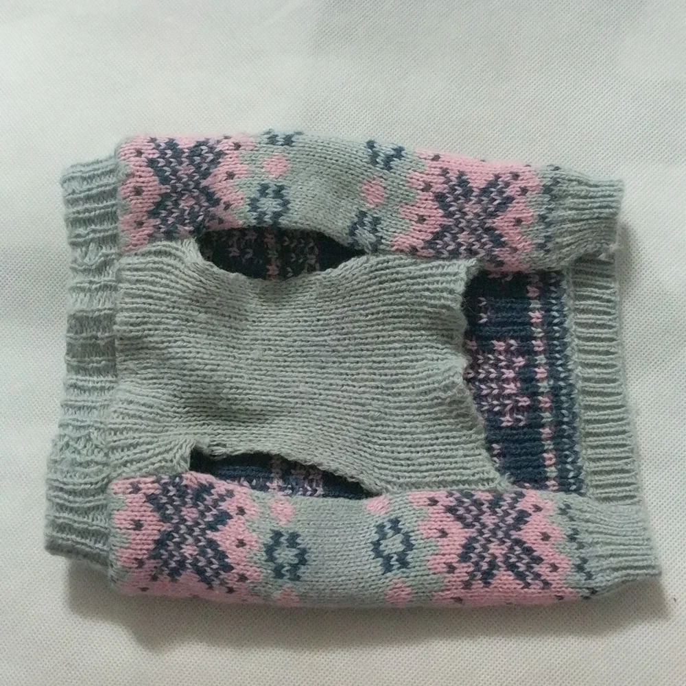 Top Paw Grey and Pink Sequins Heart Dog Sweater - size Small